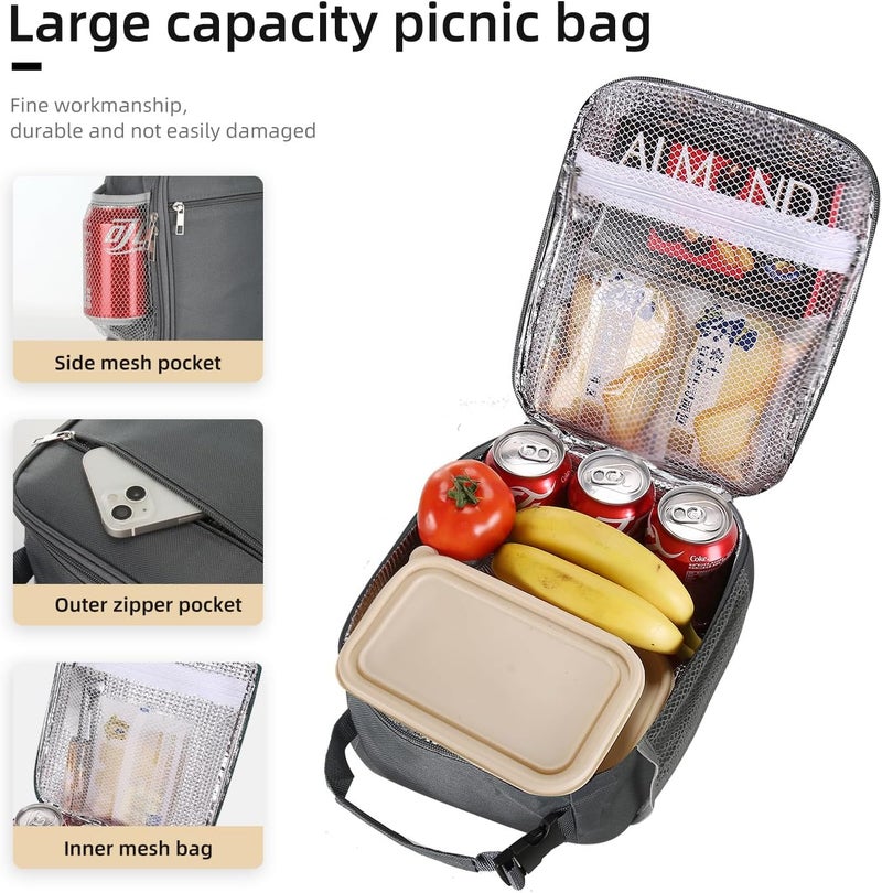 Lovoeo Lunch box Lunch bag for men women Insulated Lunchbox Lunch bags for Work Picnic Travel (Grey) - Image 4